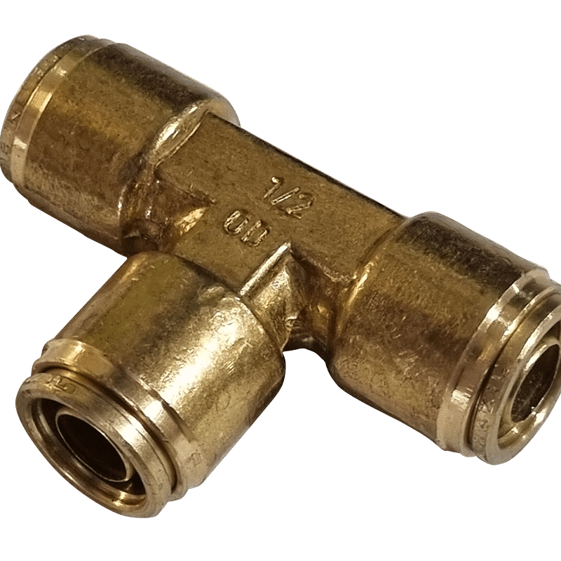 1/2 Hose x 1/2 Hose - Tee - Brass Push Fit Brake 1/2 -