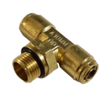 10mm Hose x M16 Metric Male - Male Branch Tee Swivel - Brass Push Fit Brake 10mm -