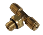 6mm Hose x M12 Metric Male - Male Branch Tee Swivel - Brass Push Fit Brake 6mm -