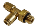 6mm Hose x M12 Metric Male - Male Run Tee Connector Swivel - Brass Push Fit Brake 6mm -