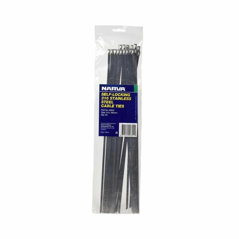 Stainless Steel Cable Tie  4.6mm - 360mm - Pack Size 50  - Narva