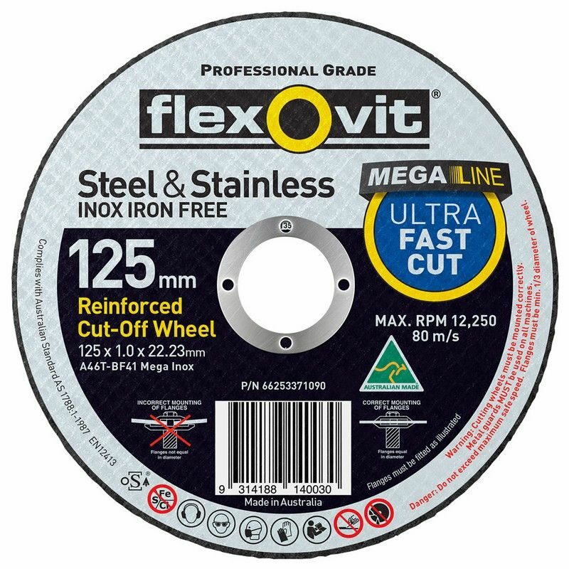 125 x 1.0 x 22 Ultra Thin Cut Off Wheel Flexovit  - Flexovit