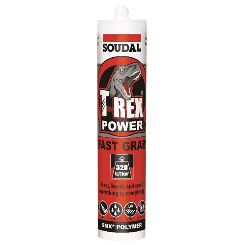 Soudal T Rex Fast Grab - White - 290ml Caulking Gun Tube  - Soudal
