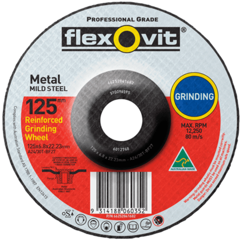 125 x 6.8 x 22 Metal Grinding Wheel Flexovit  - Flexovit