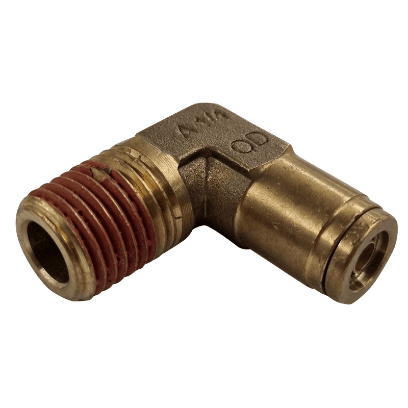1/4 Hose x 1/4 NPTF Male - Elbow 90 Degree - Brass Push Fit Brake 1/4 -