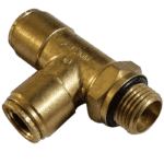 12mm Hose x M16 Metric Male - Male Run Tee Connector Swivel - Brass Push Fit Brake - Image 2