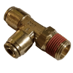 3/8 Hose x 3/8 NPTF Male - Male Run Tee Connector Swivel - Brass Push Fit Brake - Image 2