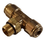 12mm Hose x M16 Metric Male - Male Branch Tee Swivel - Brass Push Fit Brake - Image 2