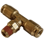 1/4 Hose x 1/8 NPTF Male - Male Branch Tee Swivel - Brass Push Fit Brake - Image 2