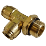 12mm Hose x M22 Metric Male - Male Run Tee Connector Swivel - Brass Push Fit Brake - Image 2