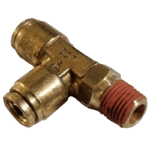 3/8 Hose x 1/4 NPTF Male - Male Run Tee Connector Swivel - Brass Push Fit Brake - Image 2