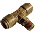 1/2 Hose x 1/4 NPTF Male - Male Branch Tee Swivel - Brass Push Fit Brake - Image 2