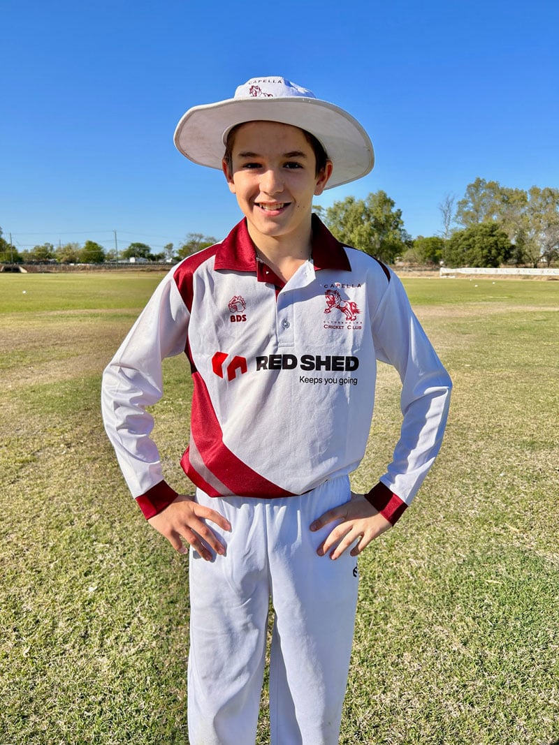 Andy Roebig, a 12-year-old all-rounder with the stage 2 Capella Clydesdales. His five seasons of club cricket resonate with the perseverance and resilience that RED SHED admires. With a fast bowl and an agile bat, he represents the future of the sport, a future that we're committed to supporting.