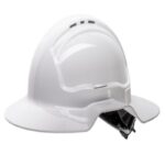 White Broad Brim Vented Hard Hat – Ratchet