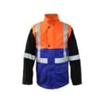 Arcguard Hi-vis Fire Retardant Welding Jacket with leather sleeves - Image 2