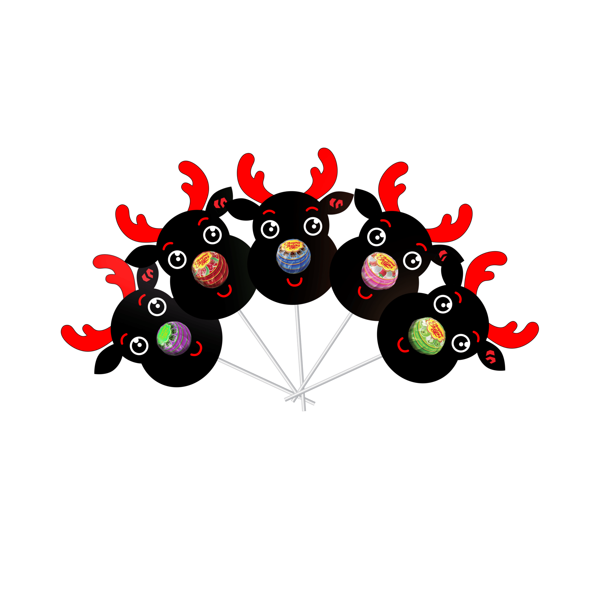 Red Shed Reindeer Chupa Chups instore to take home to the tin lids