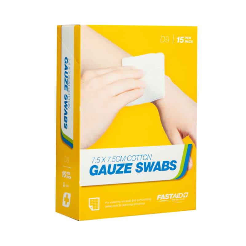 FastAid D9 Gauze Swabs 7.5 x 7.5cm 15pk - D9-FASTAID