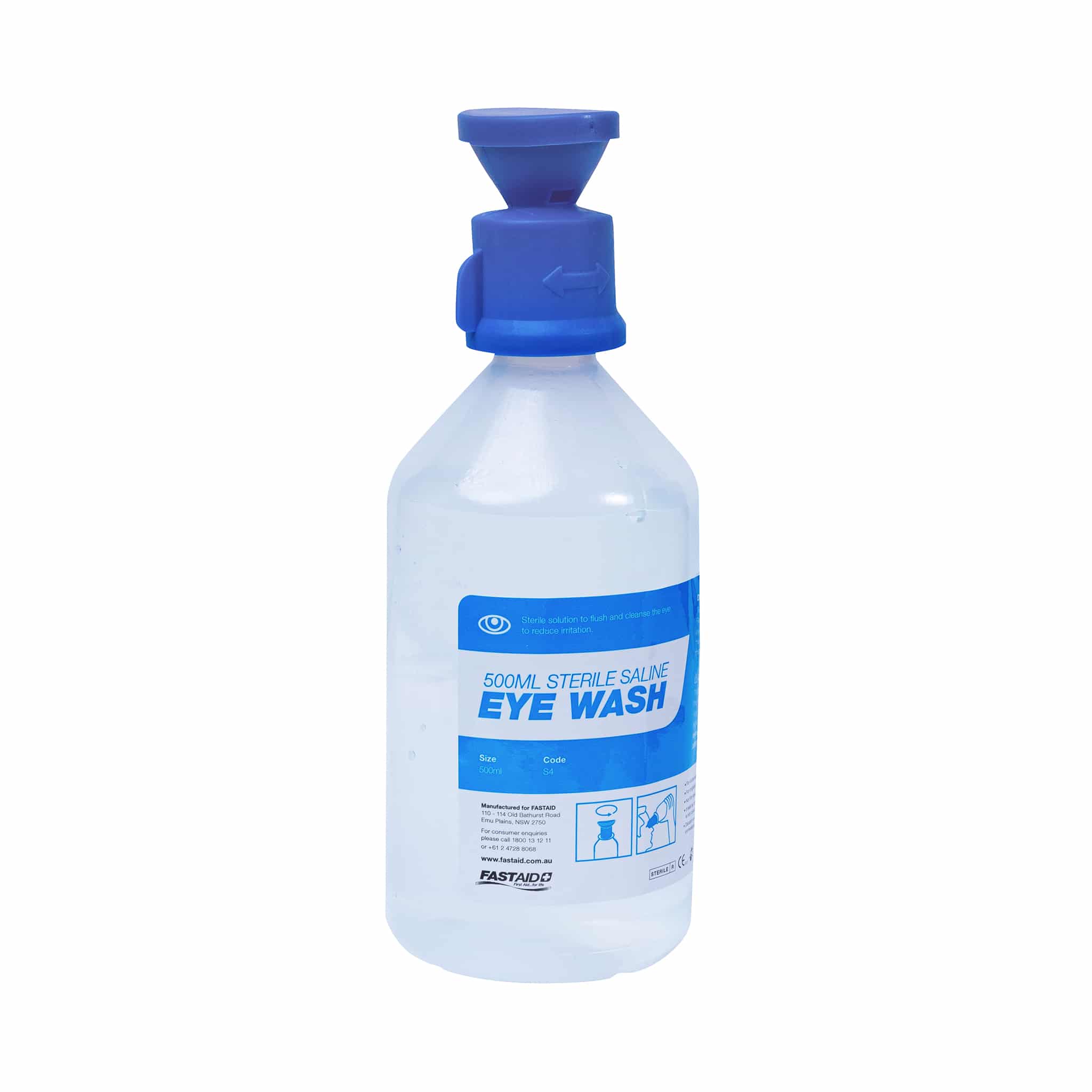 FastAid S4 500ml Eye Wash With Eye Shower and Wall Bracket - S4-FASTAID